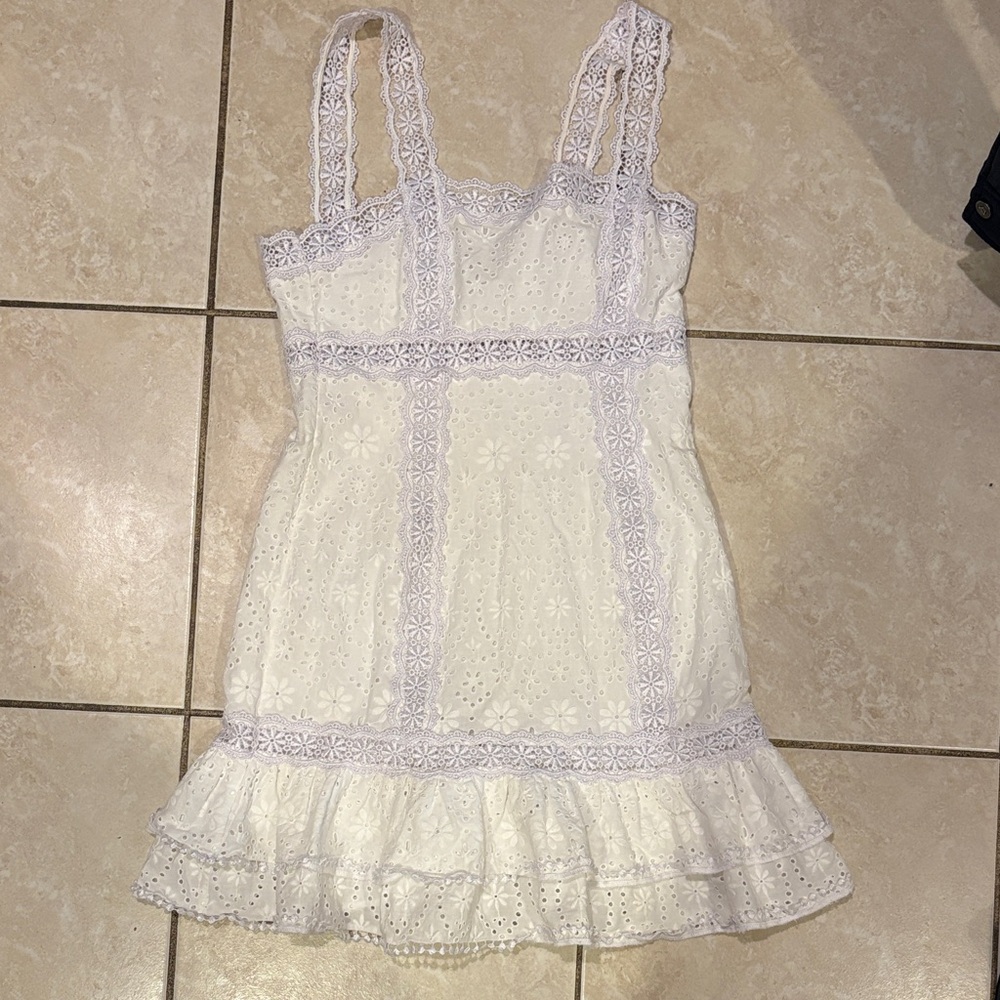 Charo Ruiz White Eyelet Mini Dress